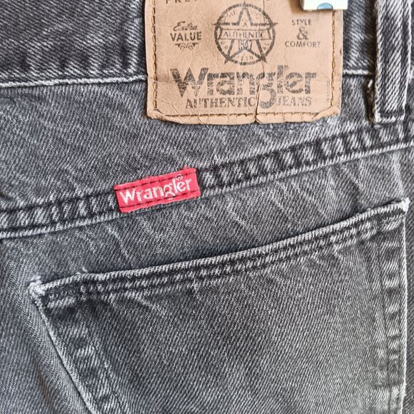 30x31 Vintage Black Fade Rocker Jeans Wrangler 1990's Straight MADE IN USA - Picture 5 of 8